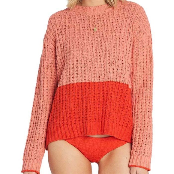 Billabong Sweaters - Billabong Australia Crewneck Orange Colorblock Sweater Size L